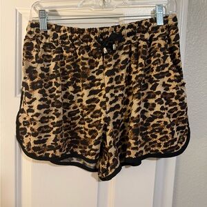 Chic Animal Print Drawstring Shorts